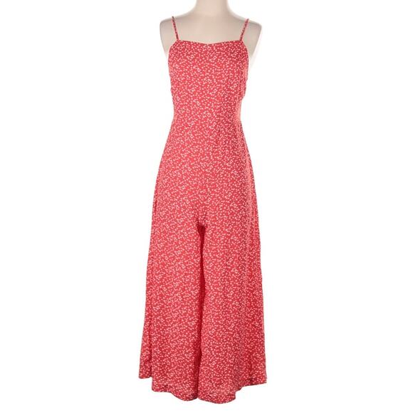 Wild Fable Red & White Floral Spaghetti Straps & Wide Leg Jumpsuit Size Large - Picture 1 of 8